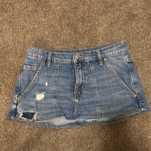 Trendy Blue Denim Mini Skirt